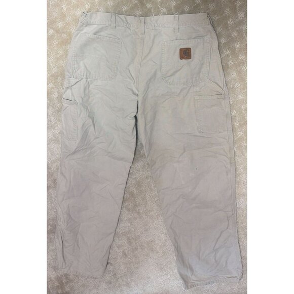 Carhartt Carpenter Pants Men's 34x32 Tan Canvas Dungaree Workwear Made in Mexico - Picture 2 of 2